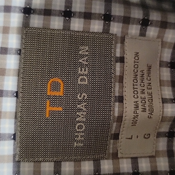 Thomas Dean 100% Pima Cotton MEN'S BUTTON DOWN SHIRT‎ (Large) QUALITY Blue/Gray - Picture 4 of 5